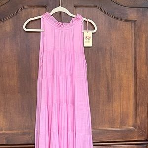 Pink Tie Neck Maxi dress by Entro